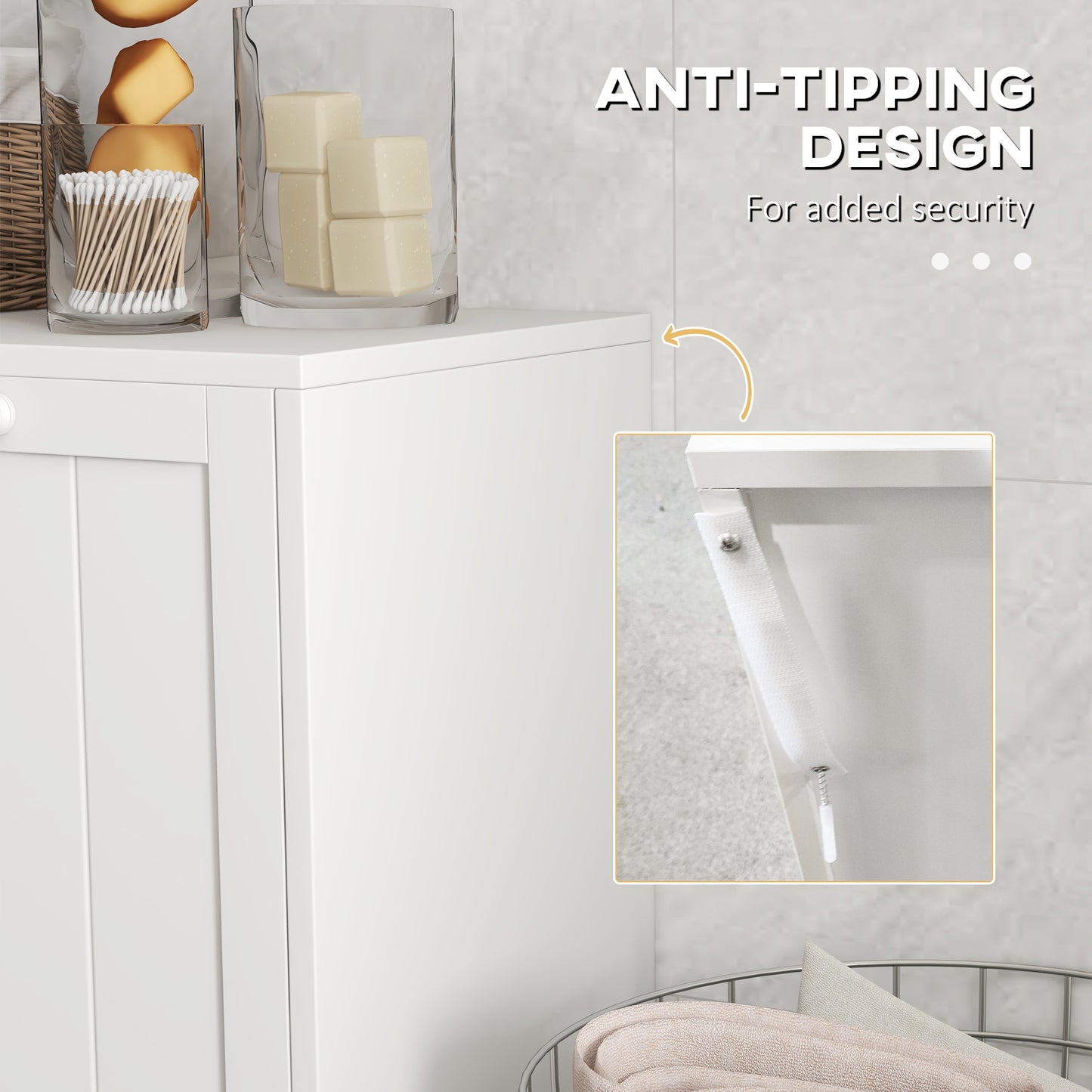 Double Hamper Laundry Storage Cabinet - White