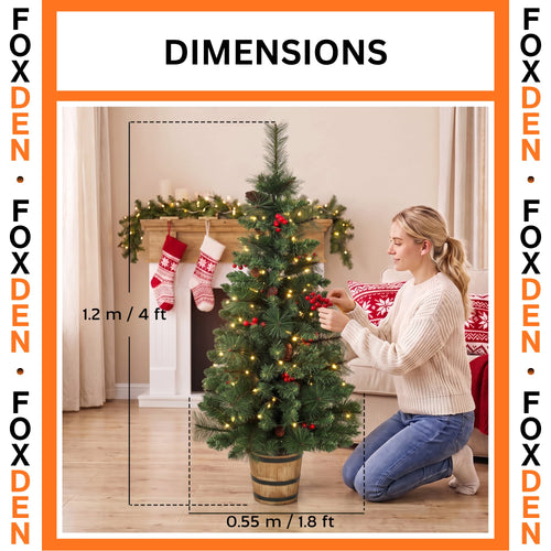 Pre-Lit Christmas Trees Set of 2 with Remote and Pinecones 4ft Green