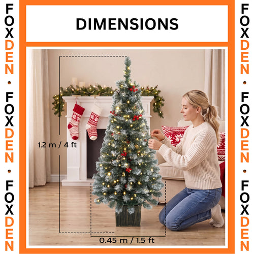 Pre-Lit Slim Christmas Trees Set of 2 with 100 LED Lights 4ft Green
