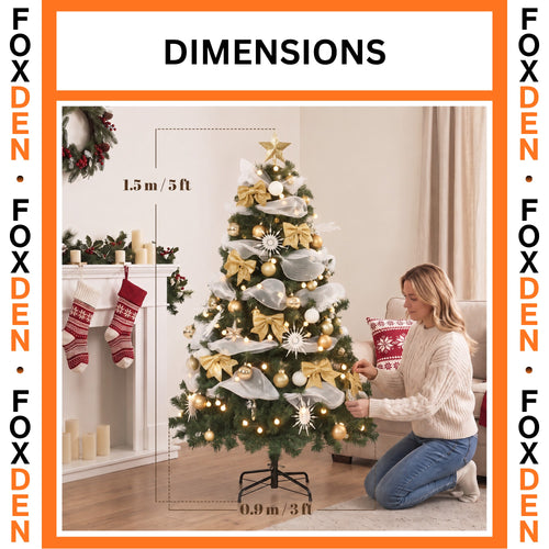Pre-Lit Christmas Tree with 150 Warm White LEDs and Remote 5ft Green