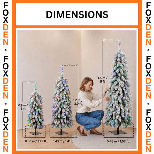 Pre-Lit Christmas Tree Set of 3 with Snowy Tips 90cm 120cm 150cm Green