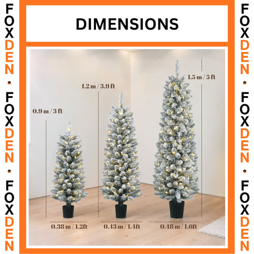 Pre-Lit Christmas Tree Set of 3 with Warm White LEDs 3ft 4ft 5ft Green