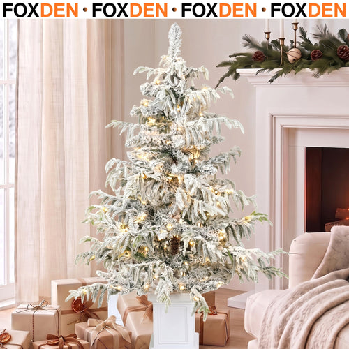 Pre-Lit Christmas Tree with Snow Flocking and 160 LEDs 4ft Green