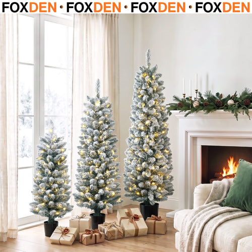 Pre-Lit Christmas Tree Set of 3 with Warm White LEDs 3ft 4ft 5ft Green