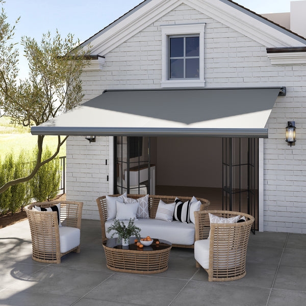 Electric Retractable Cassette Awning with Remote Grey | FOXDEN | FOXDEN