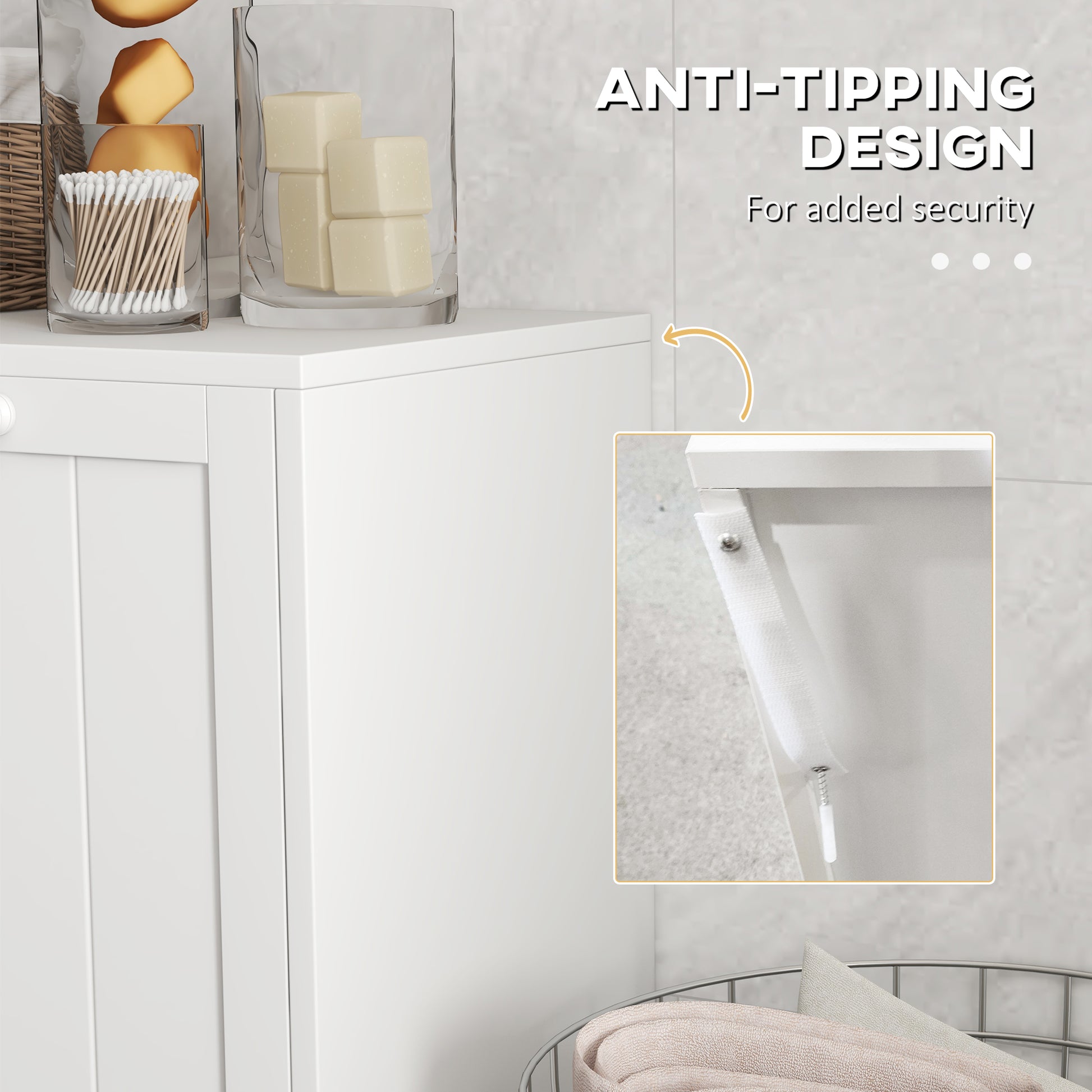 Double Hamper Laundry Storage Cabinet - White
