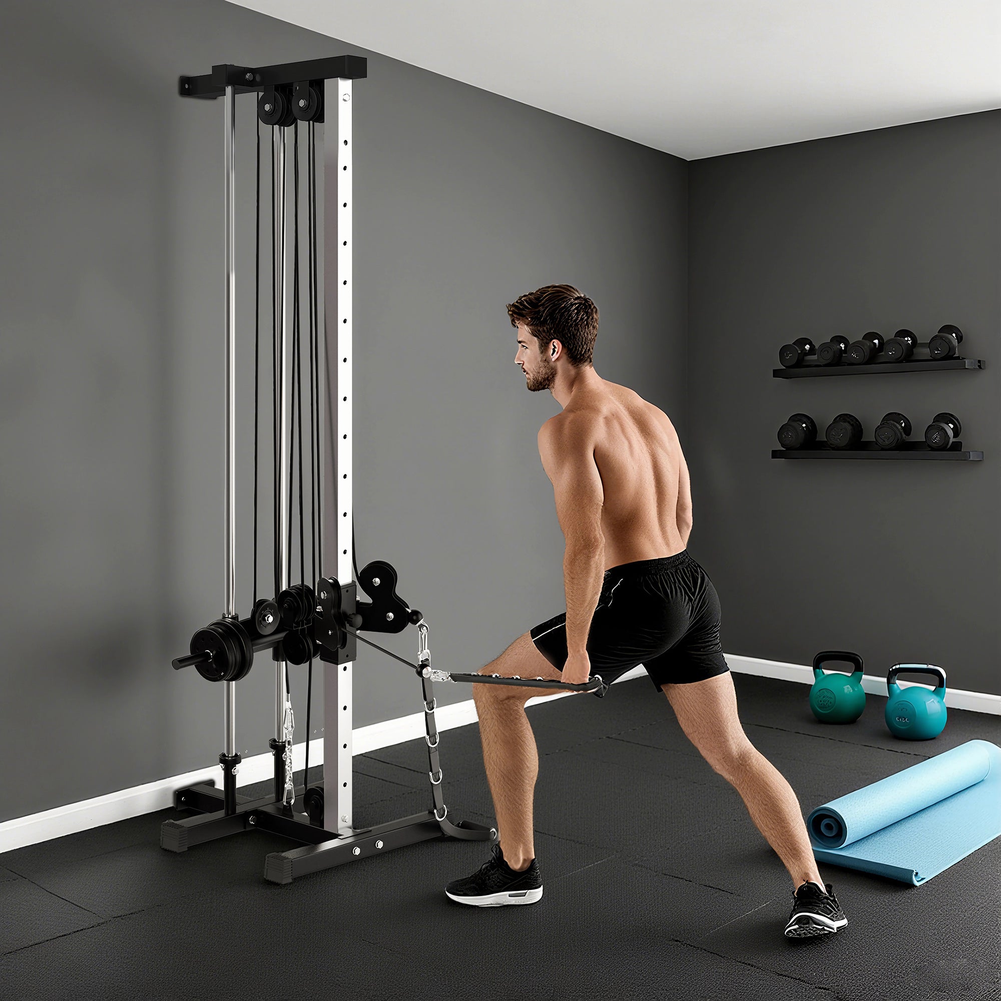 Wall Mount Cable Crossover Machine 15 Positions Black | FOXDEN | FOXDEN