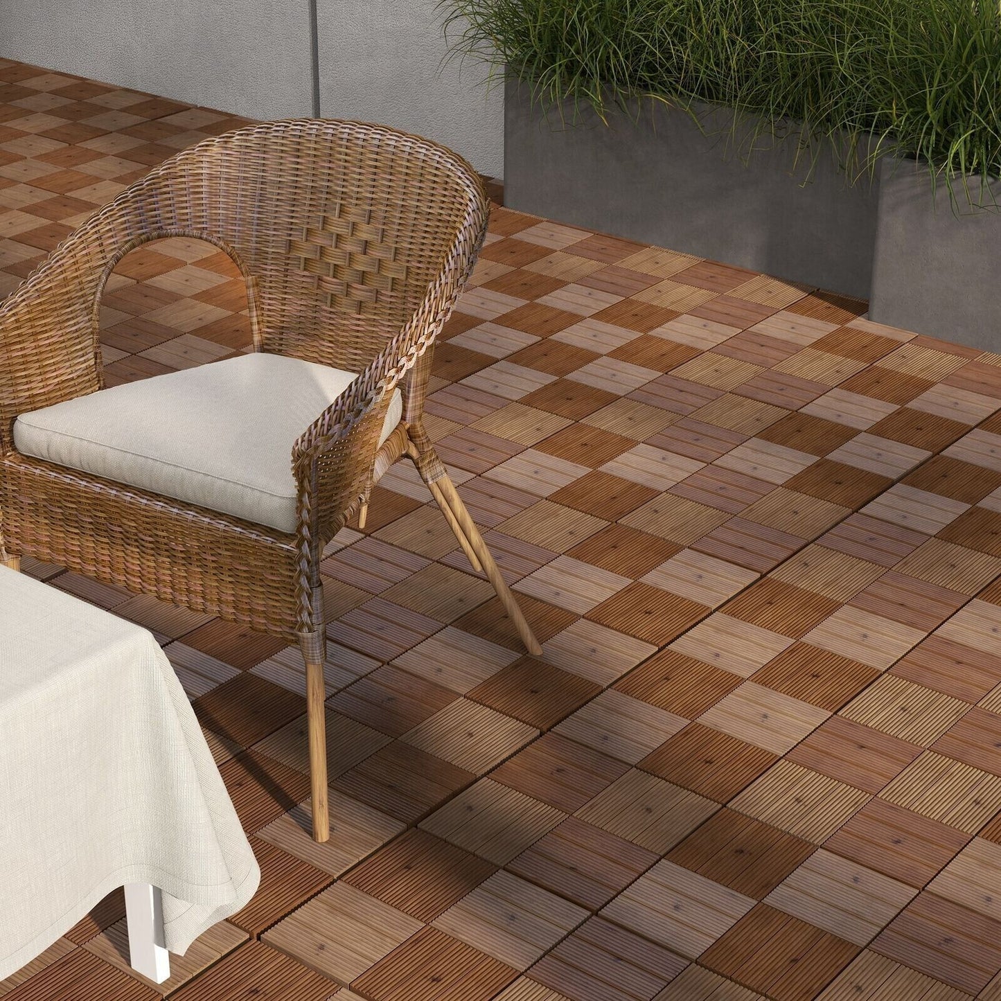 9 Brown Outdoor Interlocking Flooring Tiles Patio Balcony Hot Tub Floor Panels