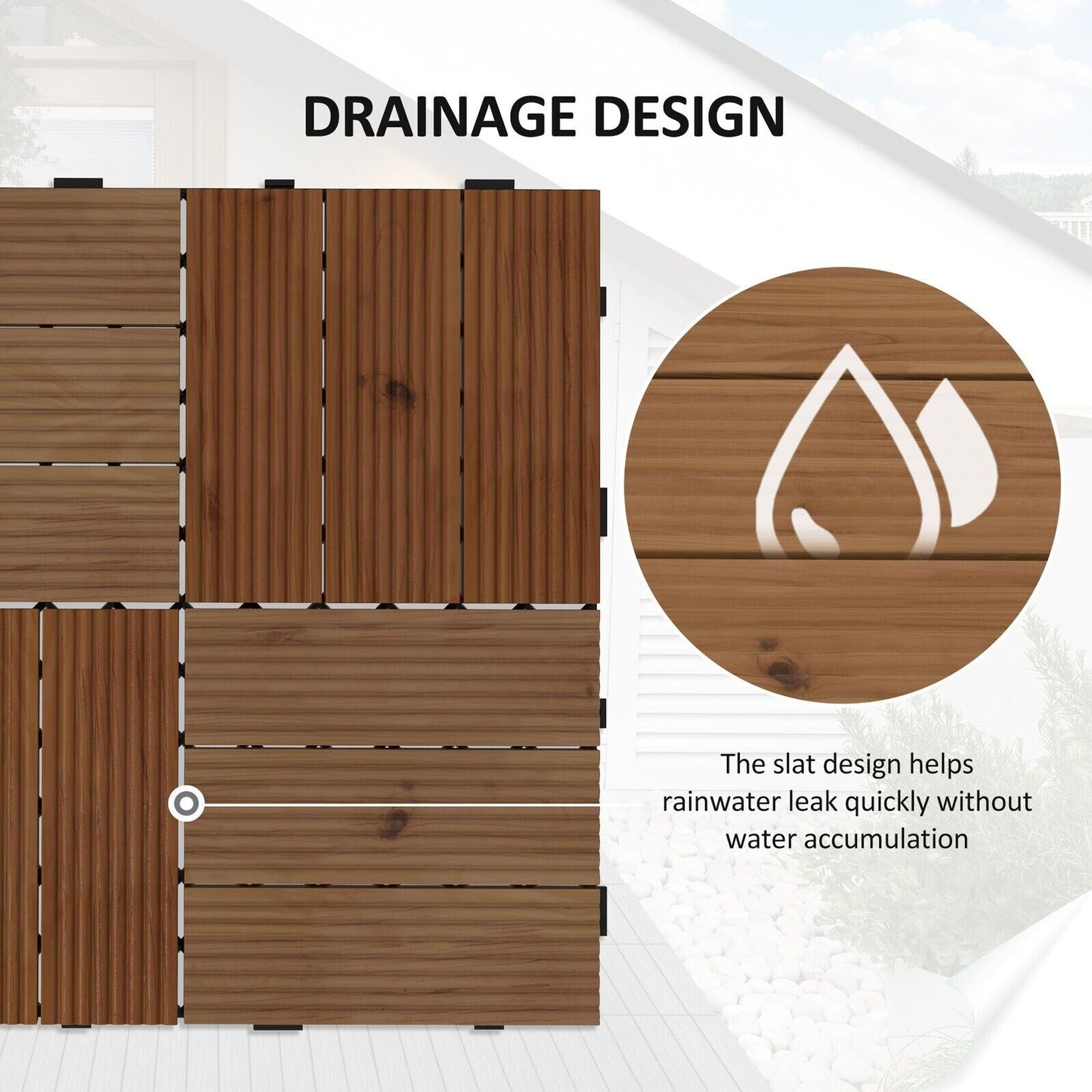 9 Brown Outdoor Interlocking Flooring Tiles Patio Balcony Hot Tub Floor Panels