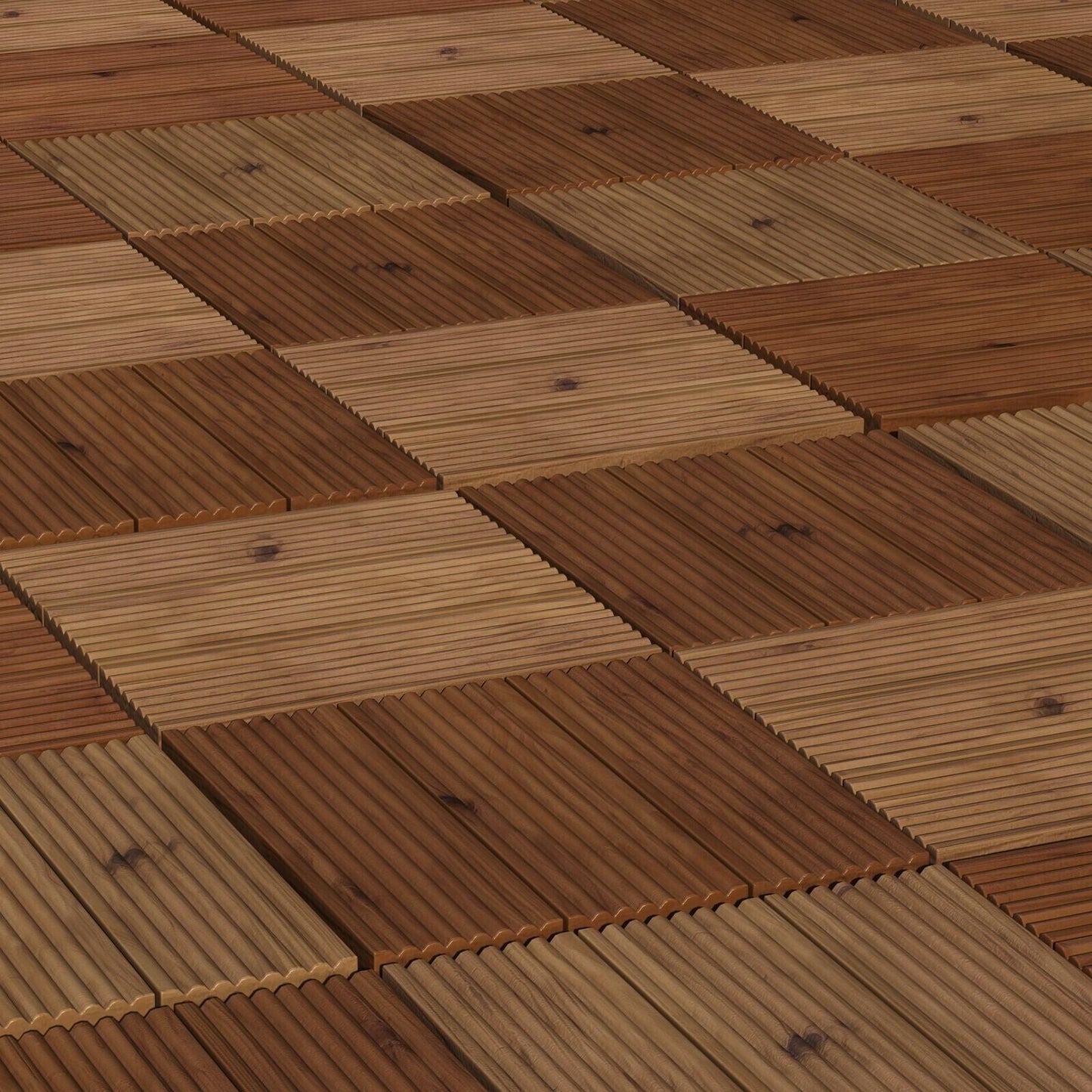 9 Brown Outdoor Interlocking Flooring Tiles Patio Balcony Hot Tub Floor Panels