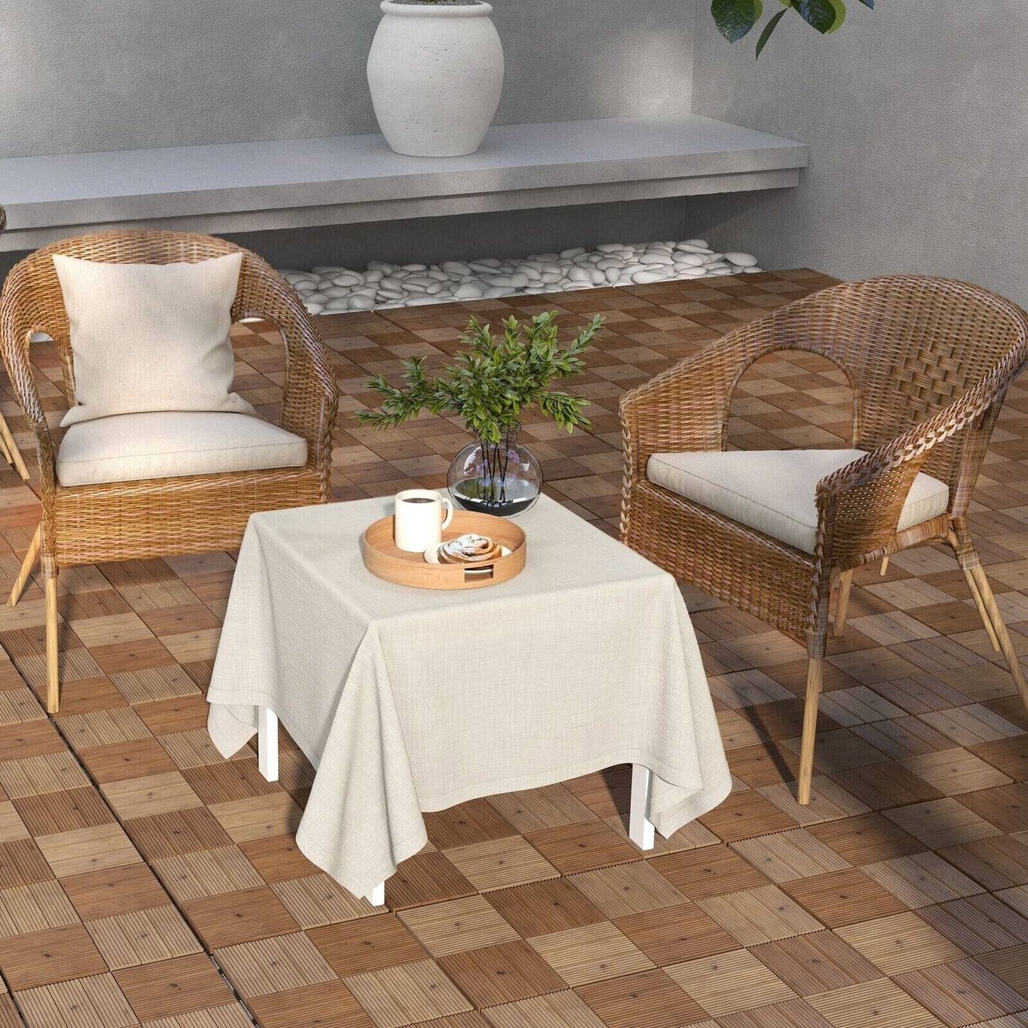 9 Brown Outdoor Interlocking Flooring Tiles Patio Balcony Hot Tub Floor Panels