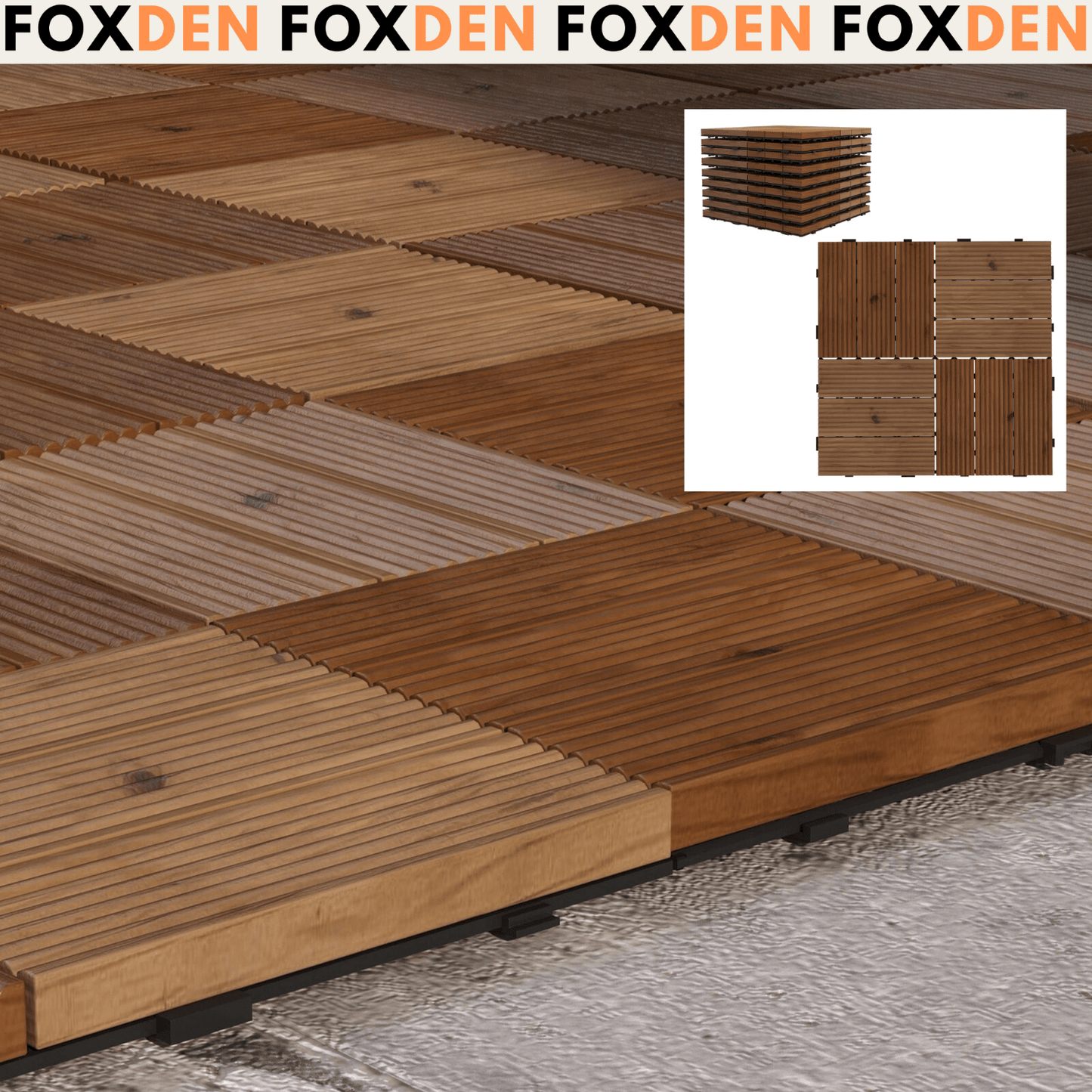 9 Brown Outdoor Interlocking Flooring Tiles Patio Balcony Hot Tub Floor Panels