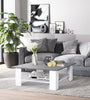 White Square Coffee Table with Storage Shelf for Living Room - Coffee Tables | FOXDEN
