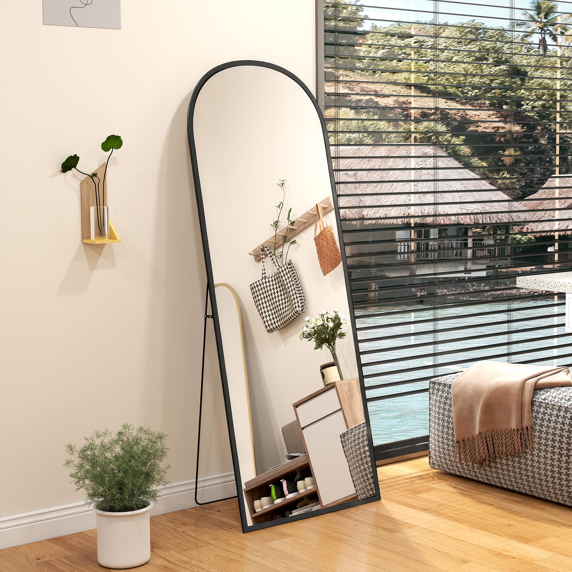 165cm Full Length Standing Leaner Mirror Black | FOXDEN | FOXDEN