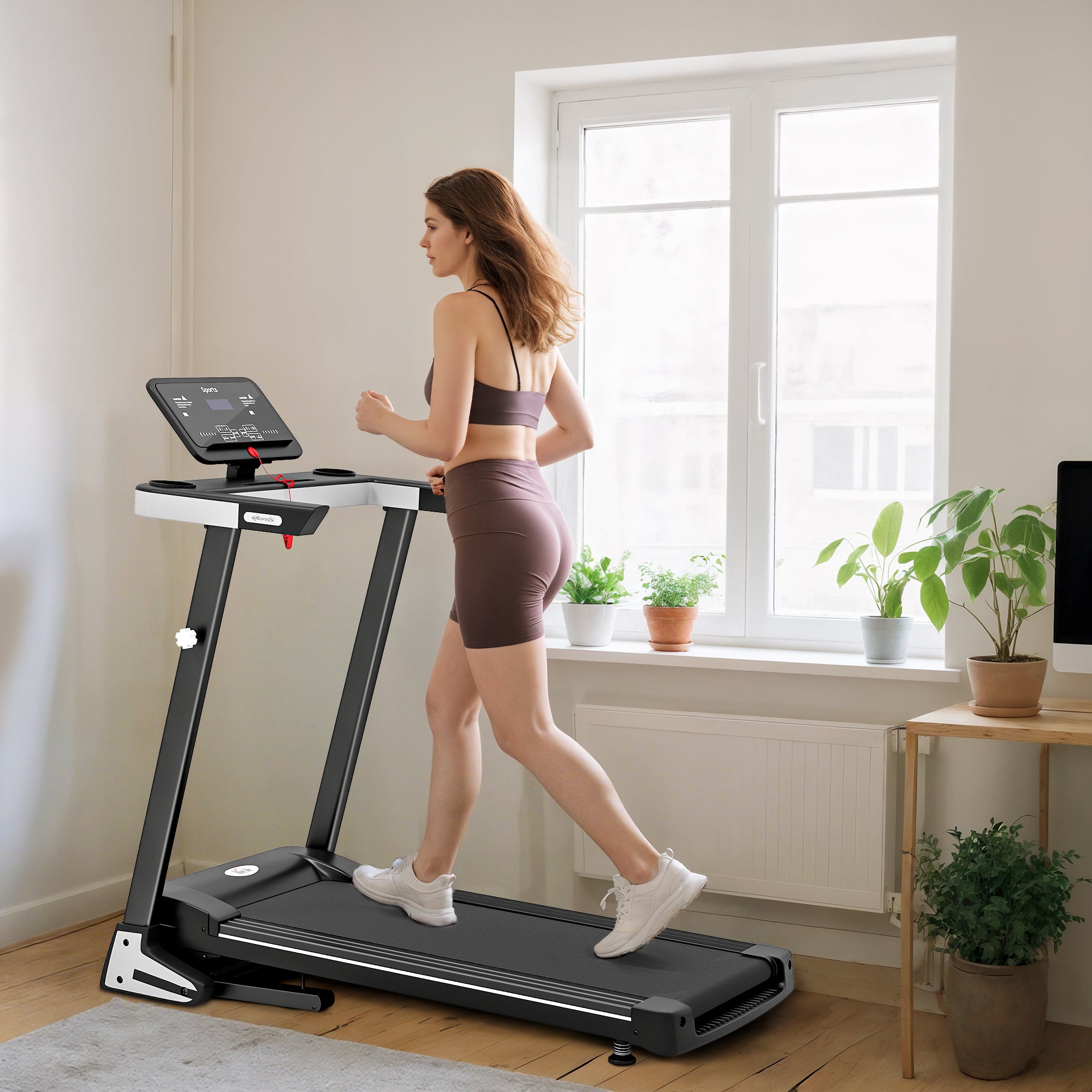 Motorised Folding Treadmill 500W 12 Pre-Set Programmes Black | FOXDEN