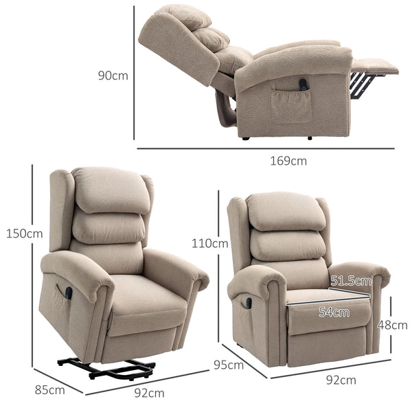 Electric Power Lift Riser Recliner Chair with Remote Khaki | FOXDEN ...