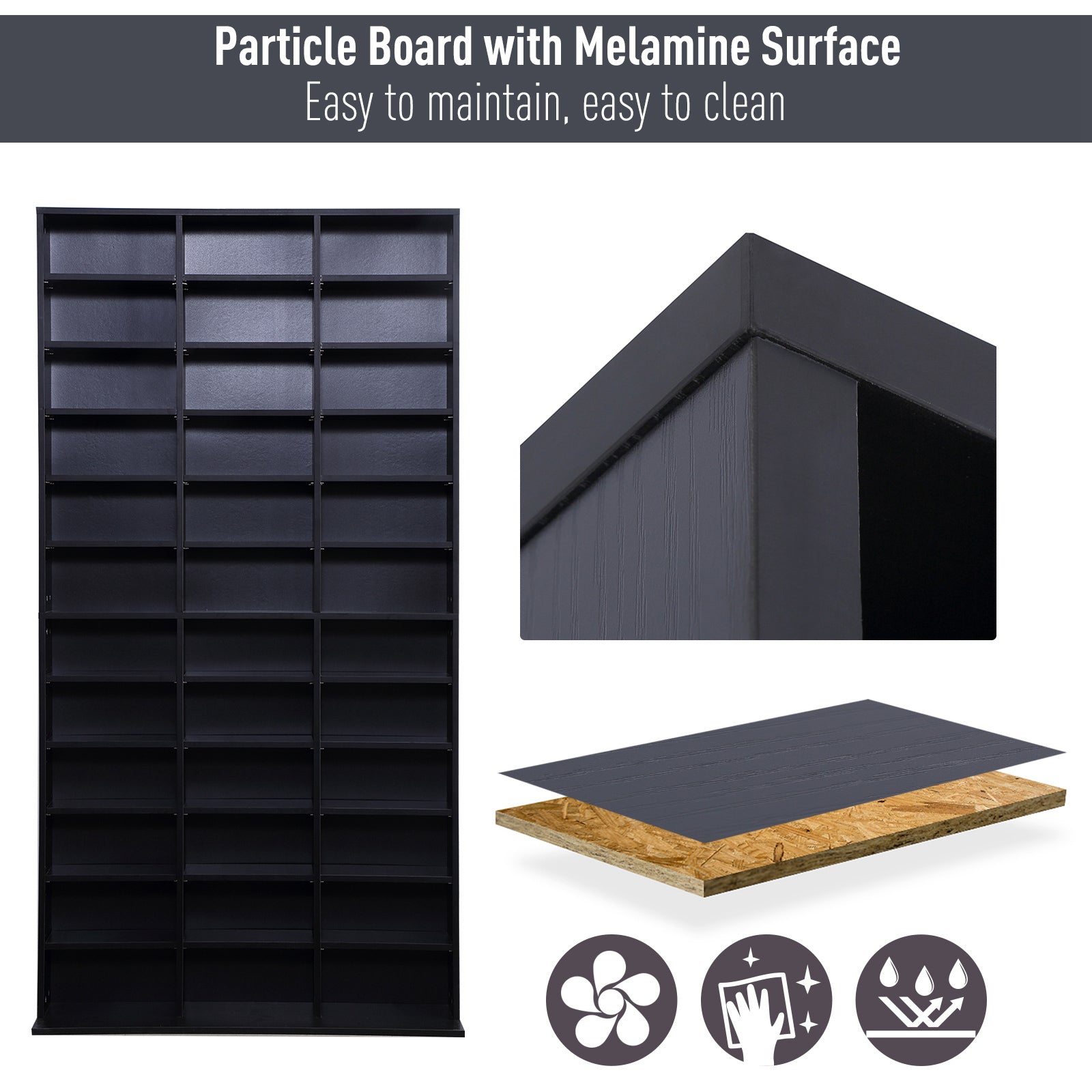 Large CD DVD Media Storage Unit 36 Cubes Black | FOXDEN | FOXDEN