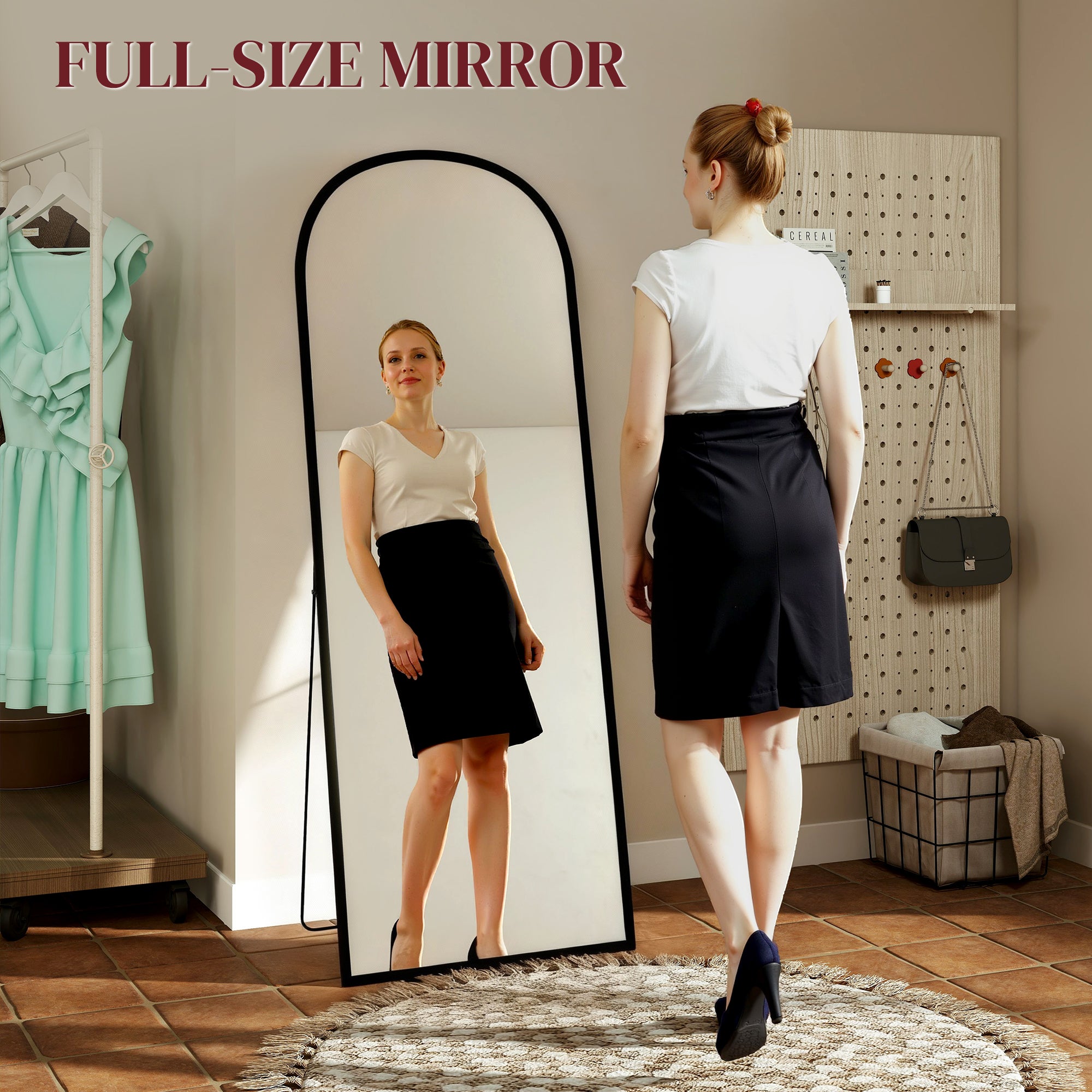 165cm Full Length Standing Leaner Mirror Black | FOXDEN | FOXDEN