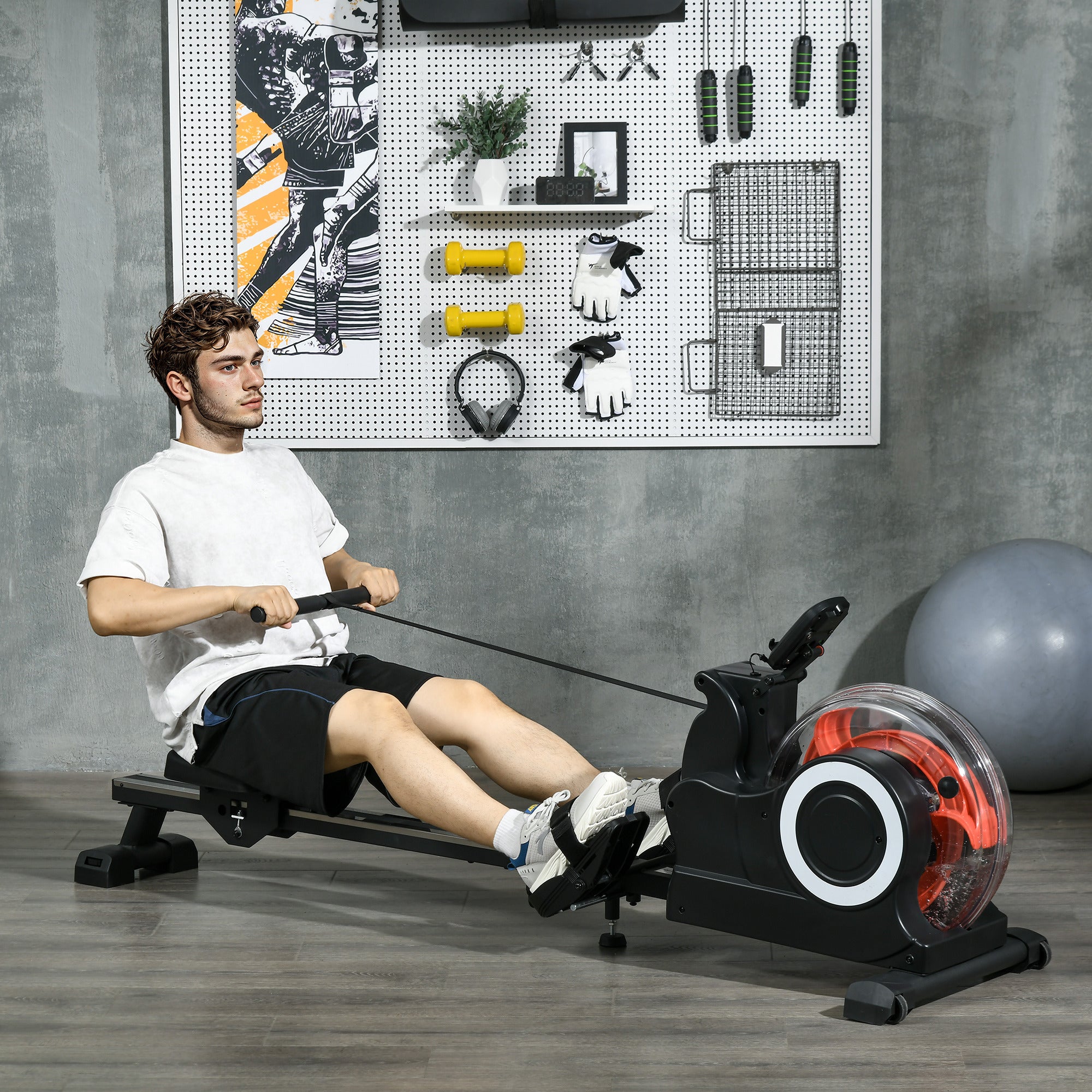 Open Rowing Monitor Foldable Water Rowing Machine with LCD Monitor Black | FOXDEN | FOXDEN