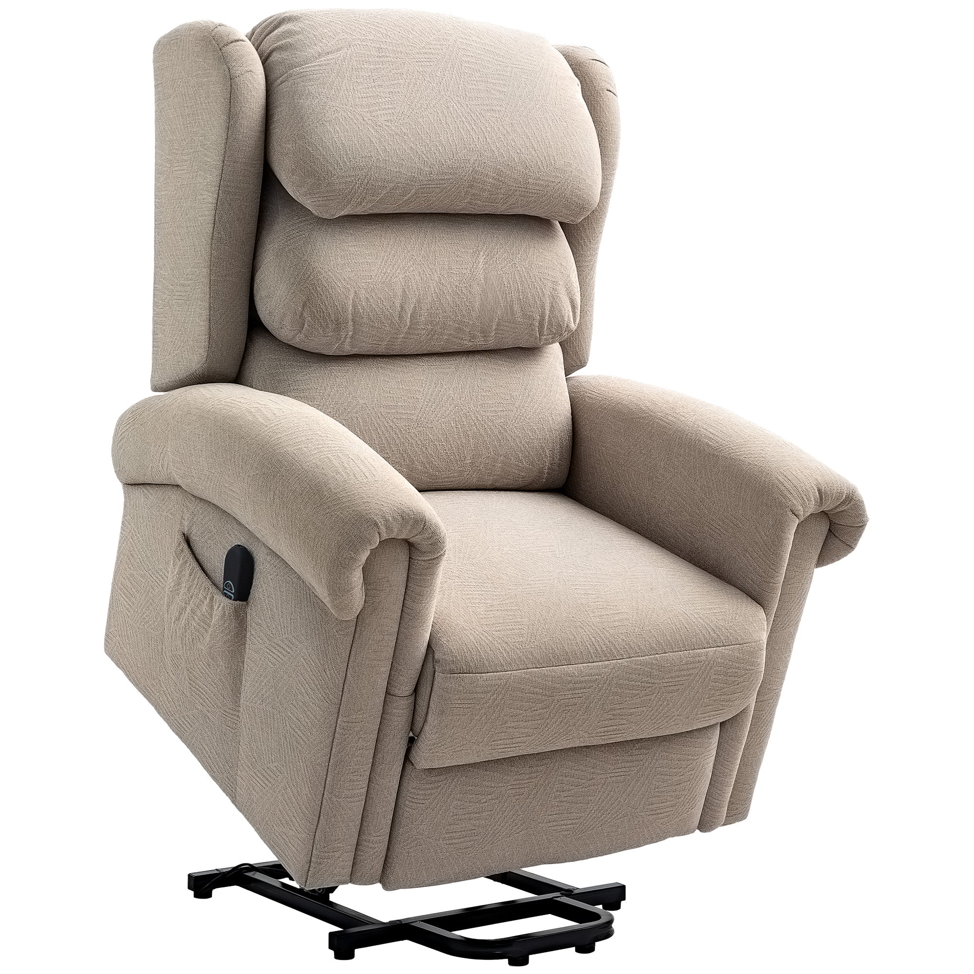 Electric Power Lift Riser Recliner Chair with Remote Khaki | FOXDEN ...