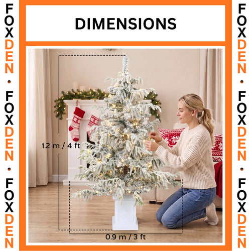 Pre-Lit Christmas Tree with Snow Flocking and 160 LEDs 4ft Green