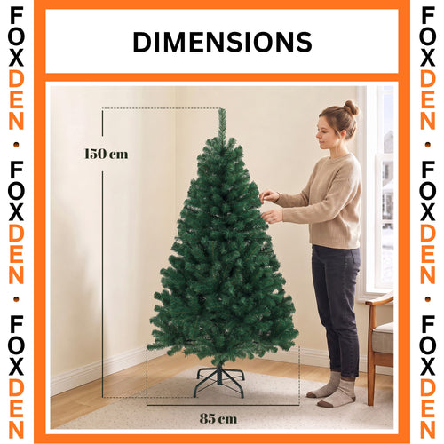 Artificial Christmas Tree with 420 Branch Tips and Folding Stand 5ft Green
