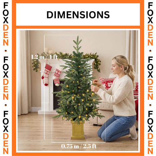 Set of 2 Pre-Lit Christmas Trees with Remote and 11 Modes 4ft Green