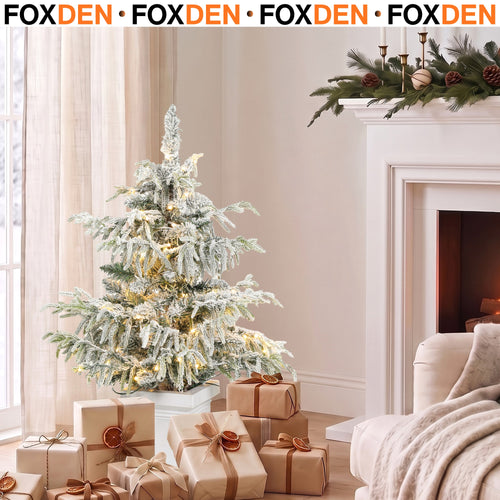 Pre-Lit Flocked Christmas Tree with 100 LED Lights and Remote 3ft Green