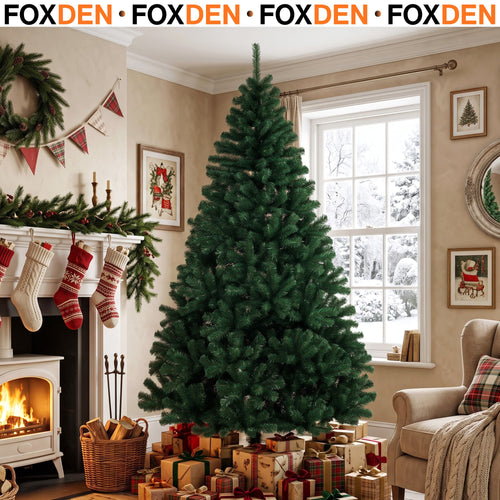 7ft Artificial Christmas Tree with Hinged Branches and 1100 Tips in Green