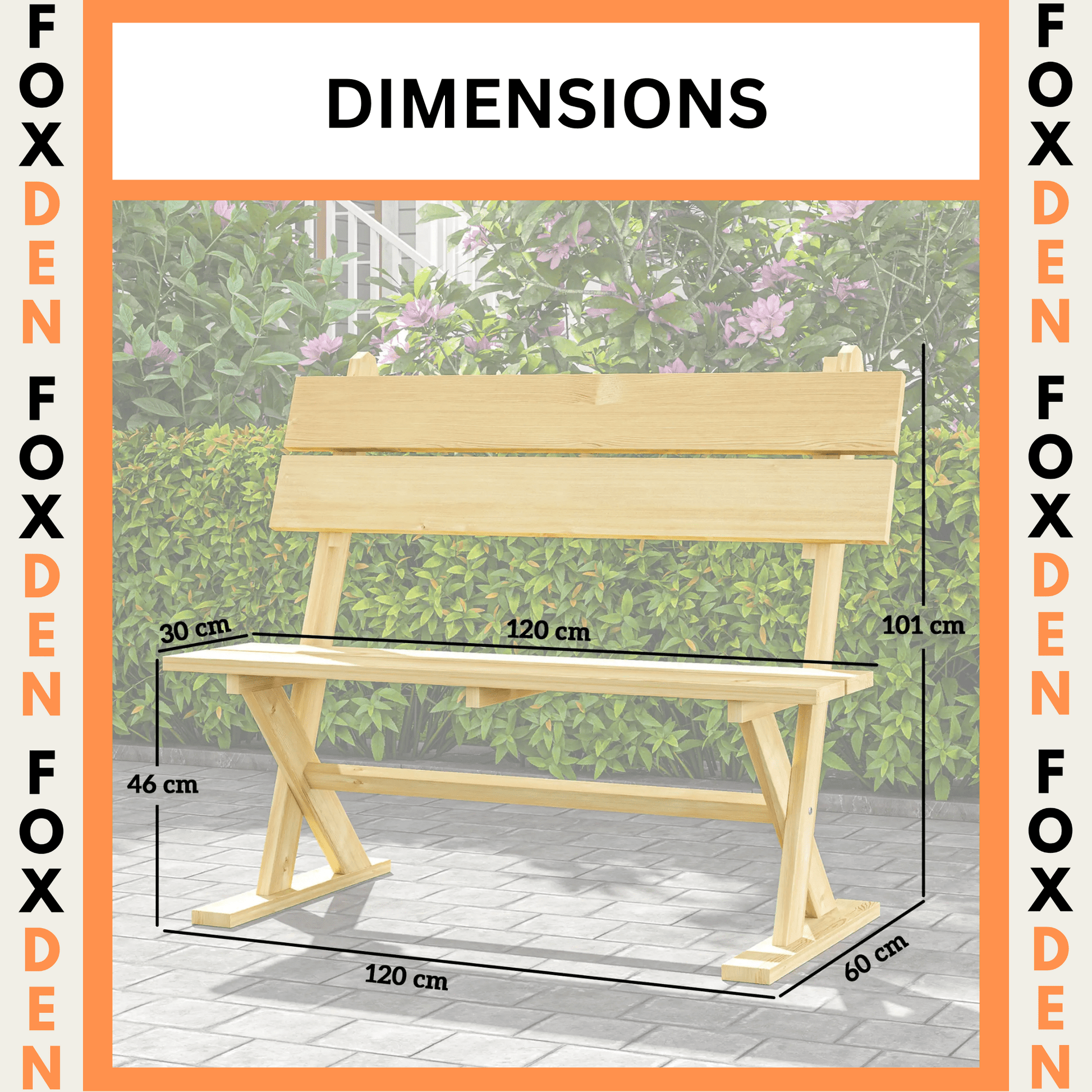 Outsunny Wooden Bench, 2 Seater, Slatted, Natural – Fir Wood Garden Seat with Wide Armrests, Sloping Backrest, and Breathable Design. Ideal for Patios, Yards, and Balconies.