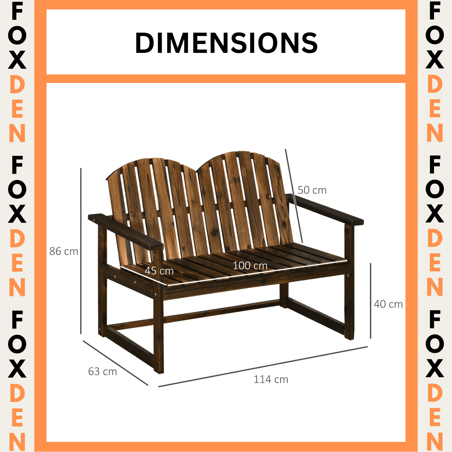 Outsunny Wooden Patio Seat, 2 Seater Garden Bench in Natural Wood – Outdoor Furniture with Slatted Backrest and Ergonomic Armrests, Durable Fir Wood Construction for Garden and Porch Seating