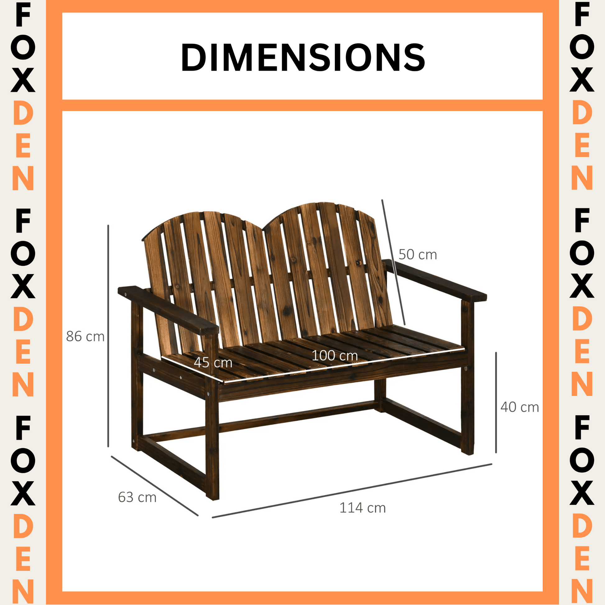 Outsunny Wooden Patio Seat, 2 Seater Garden Bench in Natural Wood – Outdoor Furniture with Slatted Backrest and Ergonomic Armrests, Durable Fir Wood Construction for Garden and Porch Seating