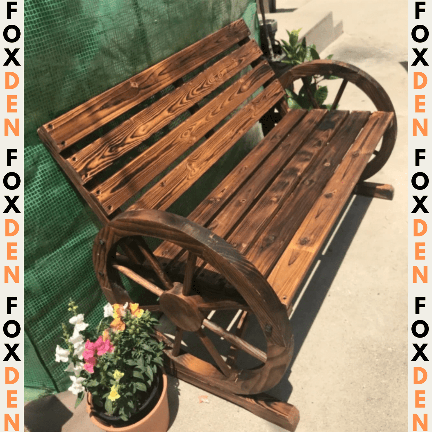 Wooden 2 Seater Garden Bench Rustic Patio Loveseat Park Seat Outdoor Furniture