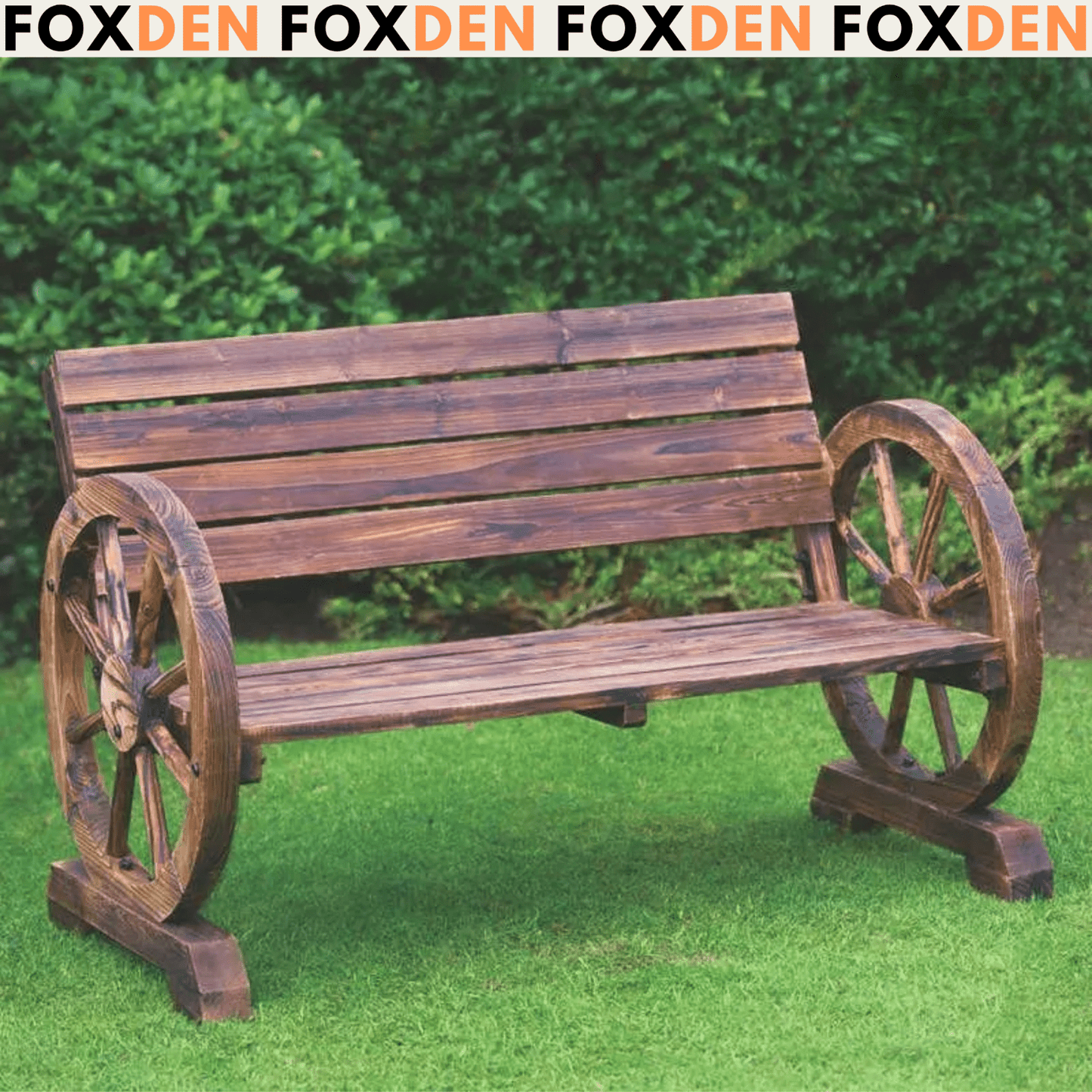 Wooden 2 Seater Garden Bench Rustic Patio Loveseat Park Seat Outdoor Furniture