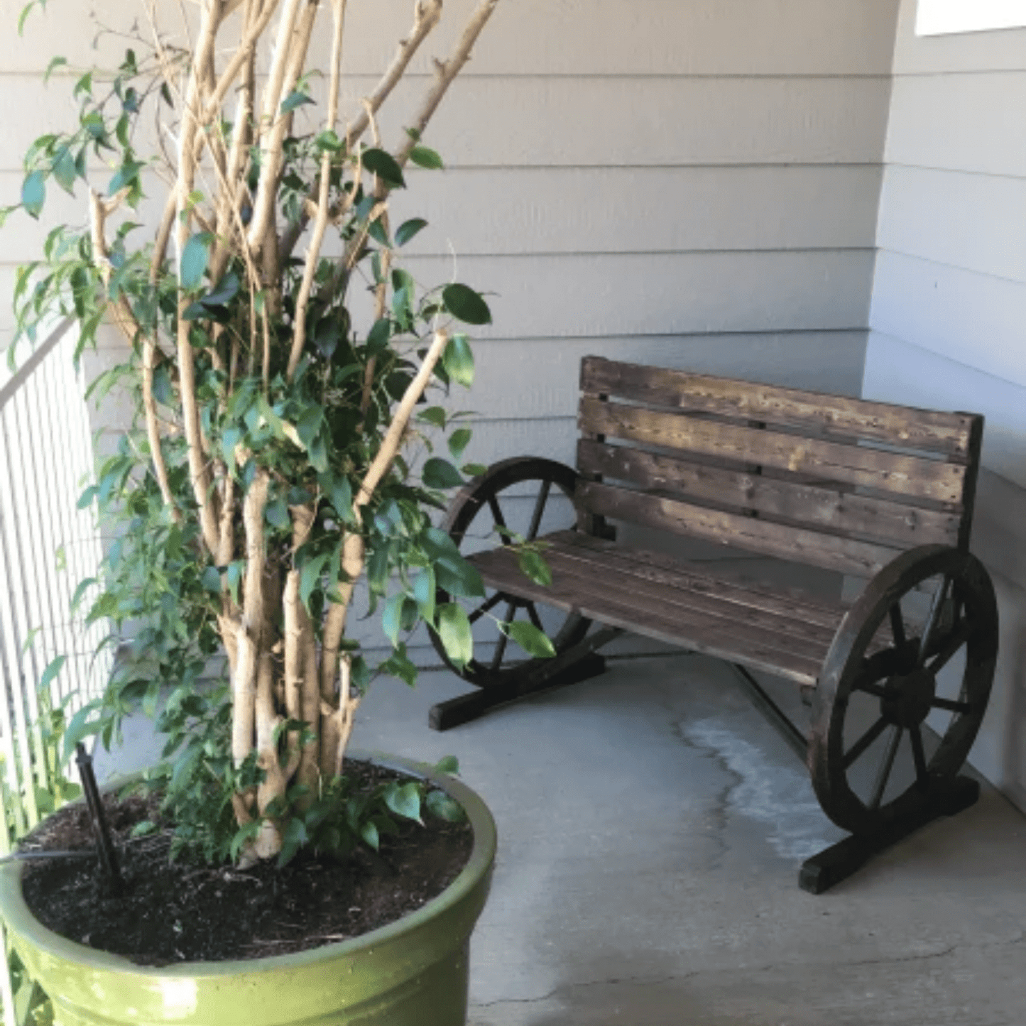 Wooden 2 Seater Garden Bench Rustic Patio Loveseat Park Seat Outdoor Furniture